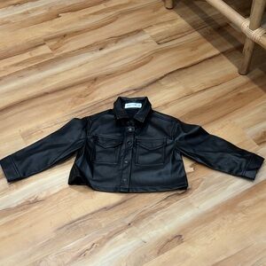 Zara Black Kids pleather cropped Jacket